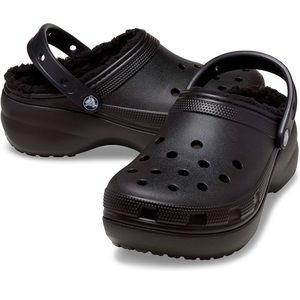 Brand new fuzzy platform crocs women’s size 8 black